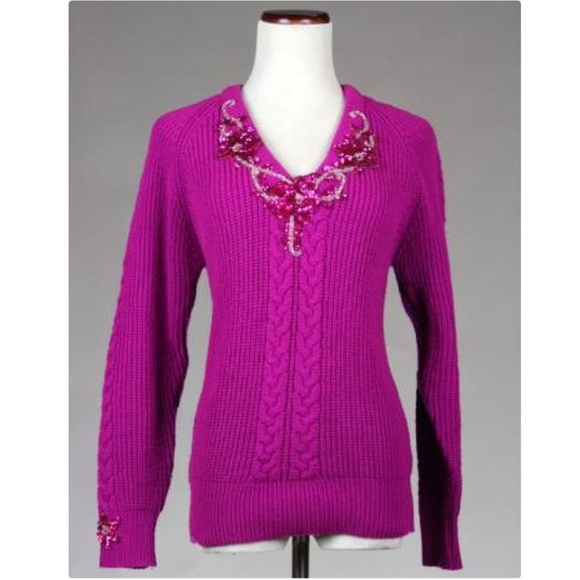 Vintage Sweaters - Vtg 80s Hunter's Glen Electro Glam Sequin Sweater